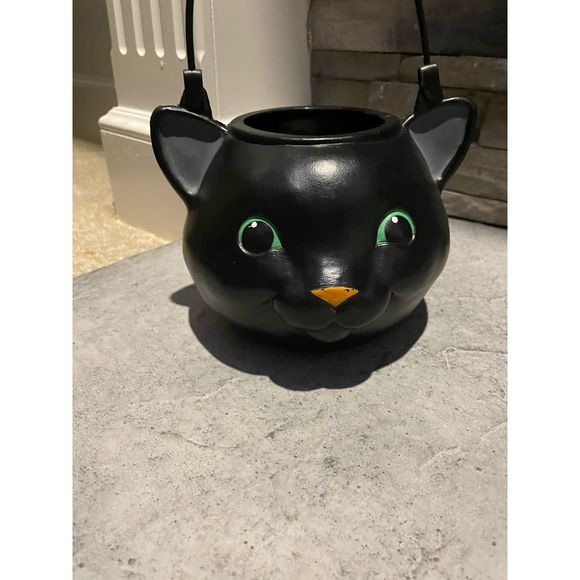 Hallmark Accents Vintage Black Cat Blow Mold Halloween Trick Or